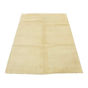 Solid Ivory Rug 6’4” X 7’11” Wool Contemporary Hand-Knotted Carpet