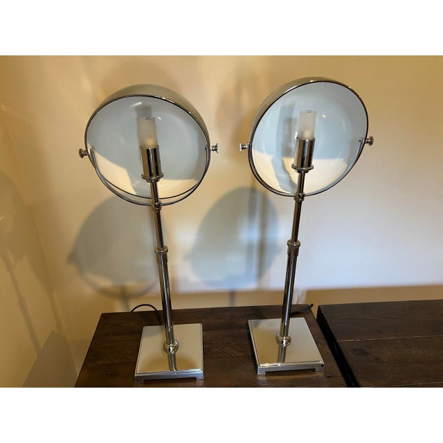Restoration Hardware Restoration Hardware Hemisphere Chrome Table Lamps - Set of 2 For Sale - Image 4 of 10