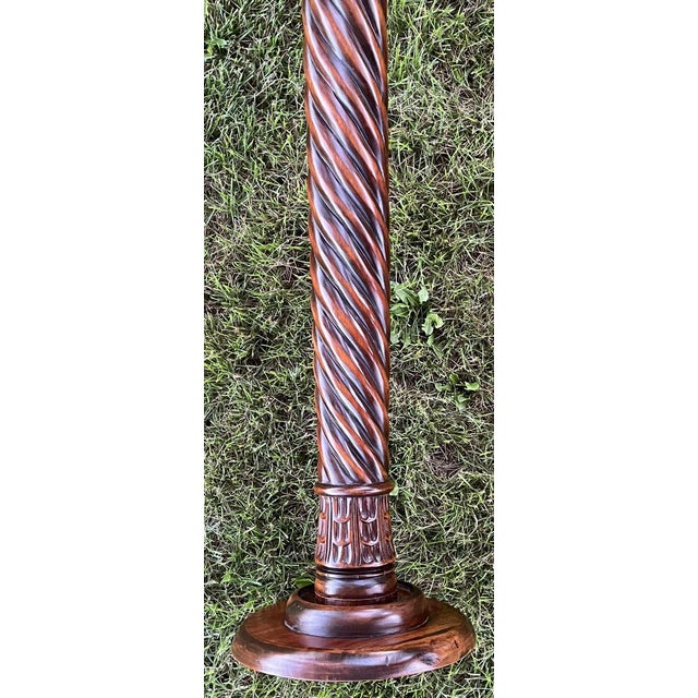 Mid Century Barley-Twist Torchère Mahogany Pedestal Stand For Sale - Image 13 of 17