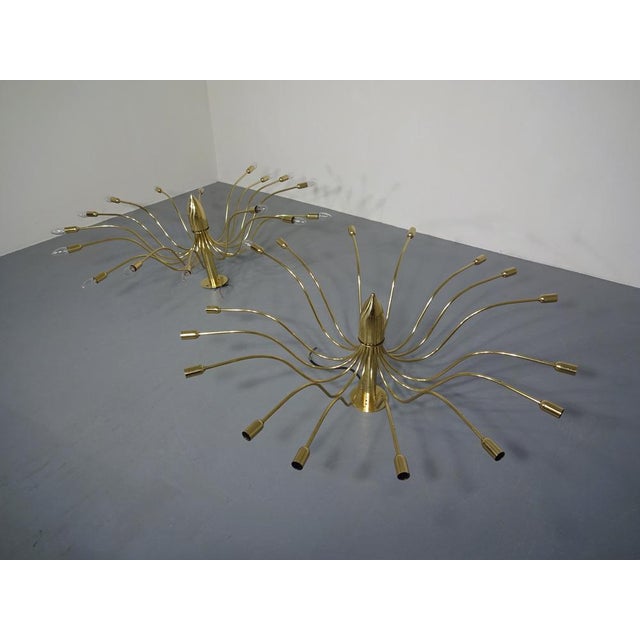 Large Italian Brass Chandelier, 1960s For Sale - Image 6 of 16