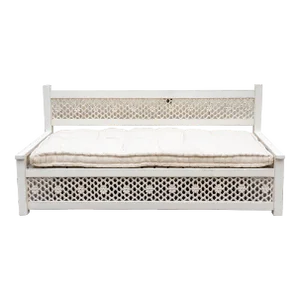 White Carved Floral Jali Daybed Sofa