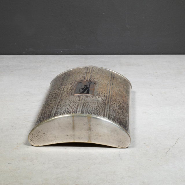 Metal Early 20th Century Art Deco Monogrammed Nickel Silver Flask For Sale - Image 7 of 8