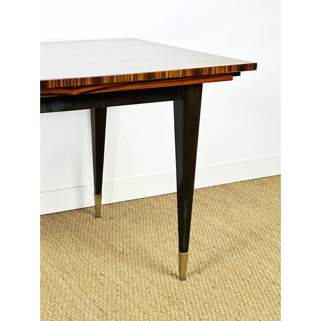 Art Deco Modernist Zebrawood Dining Table, France, 1950s For Sale - Image 13 of 18