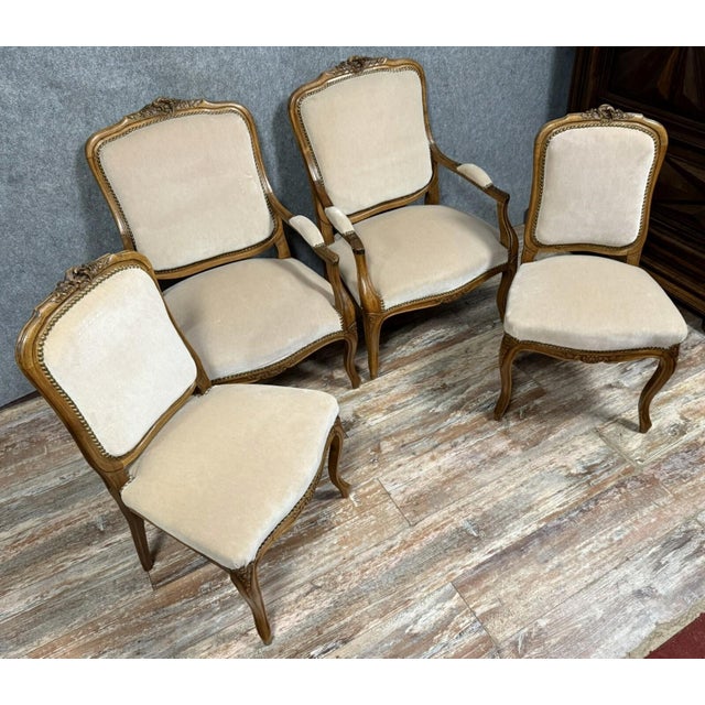 Louis XV Style Chairs in Molded and Carved Wood, 1900s, Set of 4 For Sale - Image 5 of 7