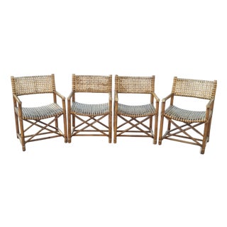 McGuire Laced Rawhide Armchairs - Set of 4 For Sale