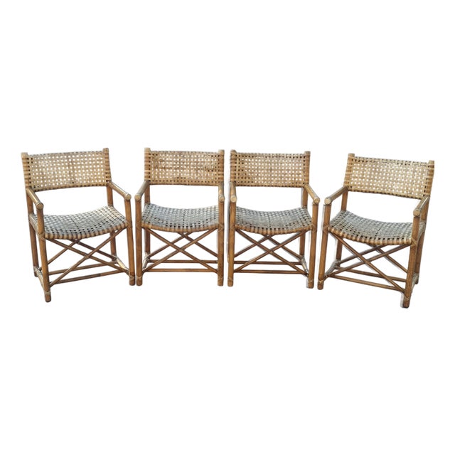 McGuire Laced Rawhide Armchairs - Set of 4 For Sale