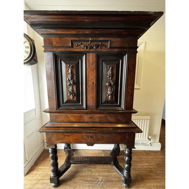 Antique Wooden Cabinet on Stand, 1700s For Sale - Image 4 of 16
