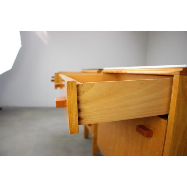 Mid-Century Maple Nightstands with Black and White Tops by František Mezulaník, 1960s, Set of 2 For Sale - Image 4 of 18