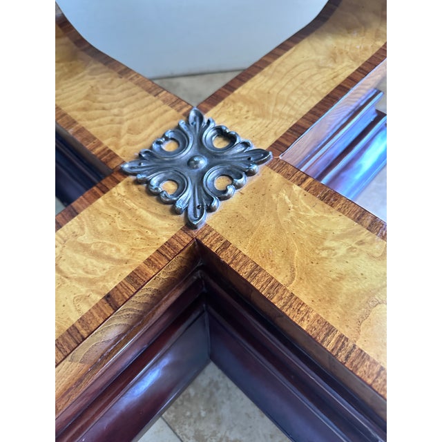 Late 20th Century Maitland-Smith Art Deco Style Round Burlwood and Glass Accent Table For Sale - Image 10 of 17
