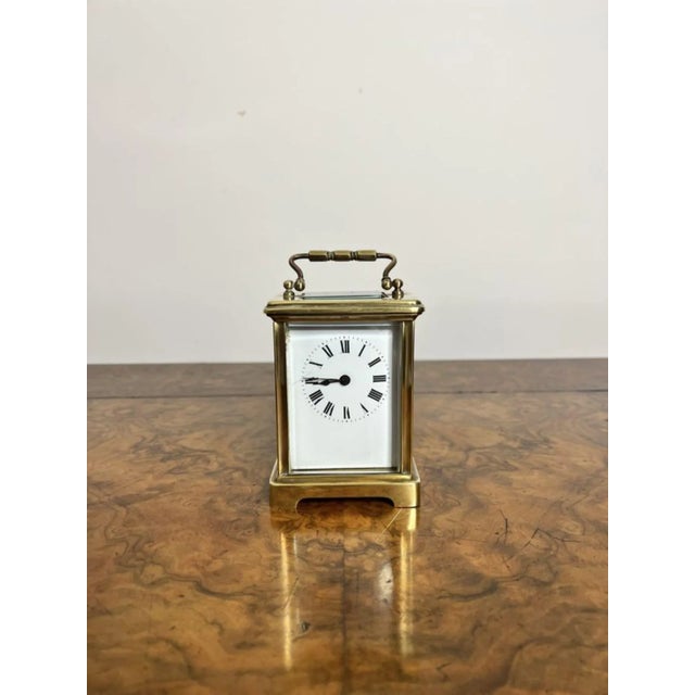 Antique Victorian Brass Carriage Clock, 1890s For Sale - Image 6 of 7