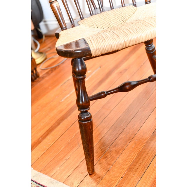 1940s Fruitwood Brace Back Windsor Rush Seat Side Chair For Sale In Washington DC - Image 6 of 8