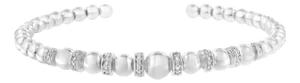.925 Sterling Silver 1/4 Cttw Diamond Rondelle Graduated Ball Bead Cuff Bangle Bracelet (I-J color, I2-I3 clarity) - Fits wrists up to 7 1/2 inches