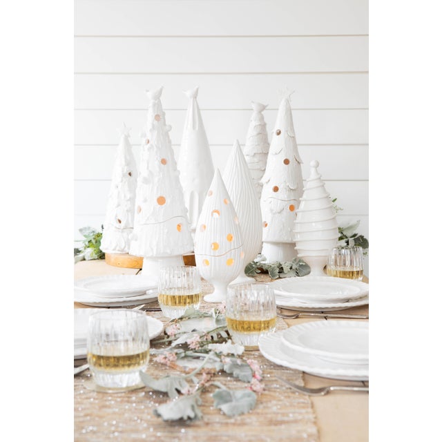 VIETRI Foresta White Large Tree with Ribbon & Gold Star For Sale In Raleigh - Image 6 of 13