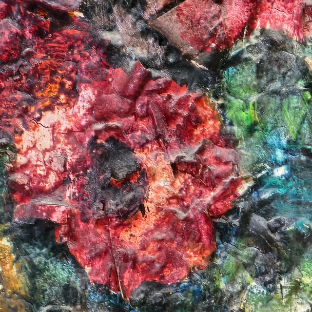 1980s Milanese Impressionist Heavy Impasto Floral Painting, Mid-20th Century Signed For Sale - Image 5 of 12