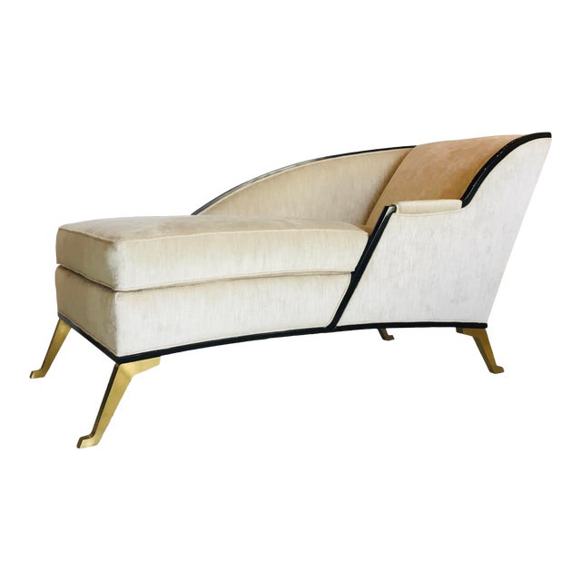 Caracole Signature Modern Ivory Velvet Chaise Lounge Chairish