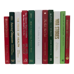Decorative Books - Winter Holly Book Bundle - 1 Foot of Burgundy and Green Books