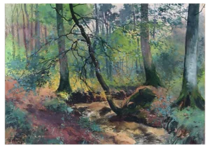 Warnie Stanislas, Summer Forest Landscape, 1915, Watercolor