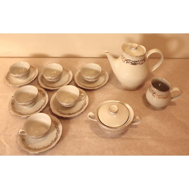 Mid-Century Modern Coffee Service with Gilt Decorations by Richard Ginori, 1960s, Set of 9 For Sale - Image 3 of 8