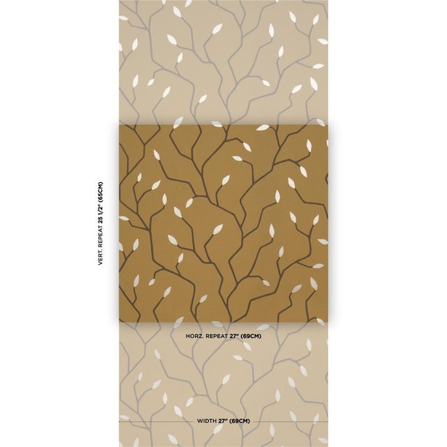 Inspired by decorative ironwork, a stylized branch and leaf motif gives this botanically themed wallcovering a refined,...