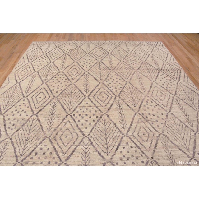 Moroccan Tribal Moroccan Berber Beni Ourain Design Modern Area Rug For Sale - Image 3 of 7