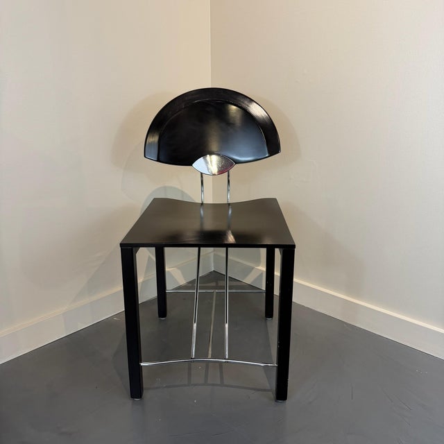 Late 20th Century Post Modern Ebonized Wood & Chrome Dining Chairs (Set of 4) For Sale - Image 13 of 14