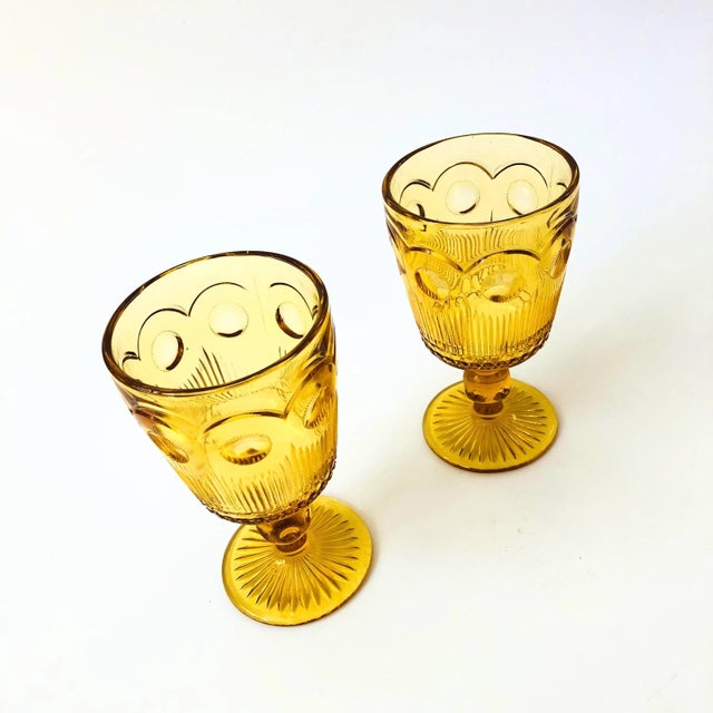 Vintage Amber Goblets - Set of 2 | Chairish