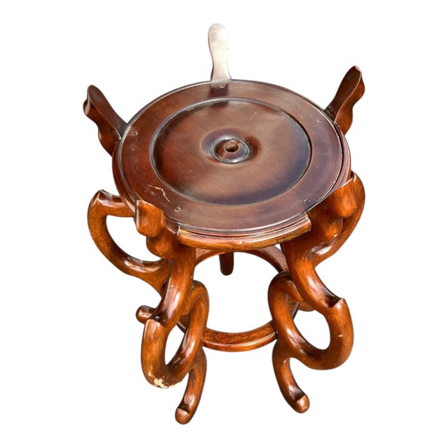 1960s Chinese Sculptural Wooden Plant Stand For Sale