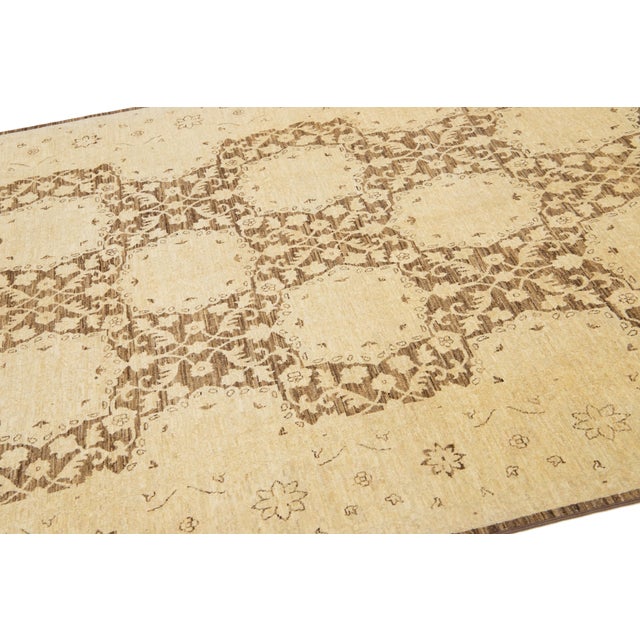 Early 20th Century Antique Paki Peshawar Beige and Brown Handmade Wool Rug For Sale - Image 10 of 10