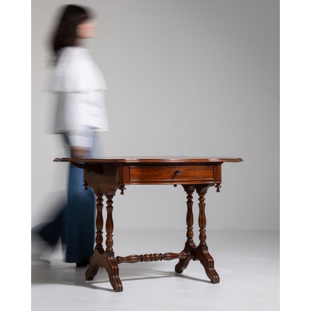 Napoleon III Mahogany Pembroke Drop-Leaf Table, Second Empire Style, France, 19th Century For Sale - Image 16 of 18