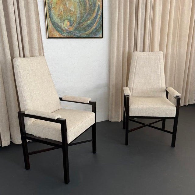 Mid-Century Modern 1960s Pair of High-Back Armchairs by Edward Wormley for Dunbar For Sale - Image 3 of 11