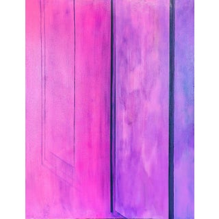 Tommy Taylor "Neighbor" Contemporary Pink & Purple Toned Close Up Painting of a Door, 2023 For Sale