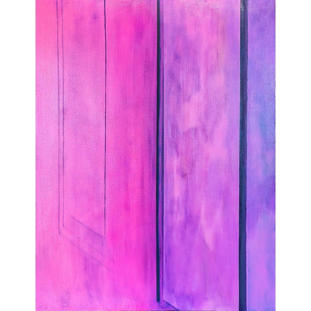 Tommy Taylor "Neighbor" Contemporary Pink & Purple Toned Close Up Painting of a Door, 2023 For Sale