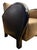 1930s Pair of French Art Deco Gold and Black Leather Club Chairs For Sale - Image 9 of 9
