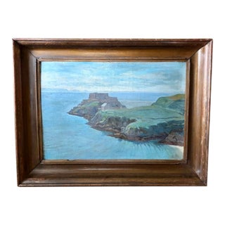 Antique Oil Painting - Mere El Kebir - The Fort and the Bay of Santa Cruz, Algeria, Signed For Sale