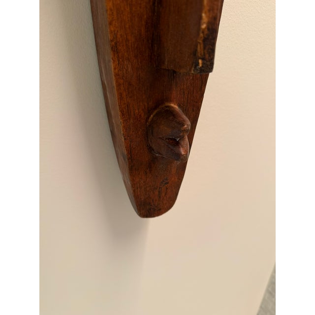 Contemporary Elongated Hand‑Carved Wooden Wall Sculpture – Organic Modern Art Mask From Material Possessions Chicago For Sale - Image 3 of 10