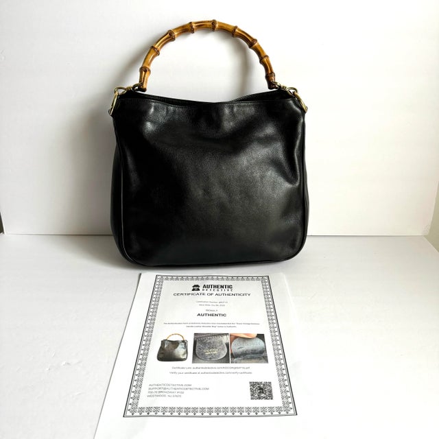 Gucci Diana Era Bag Bamboo Top Handle Purse 90s Vintage Designer Black Leather For Sale - Image 12 of 12