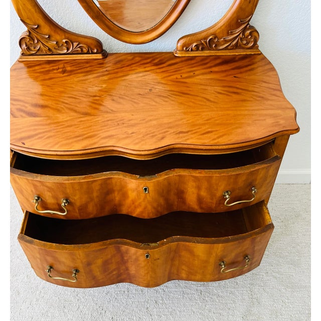 Traditional Vintage Diminutive Tiger Wood Cabinet With Mirror For Sale - Image 3 of 13
