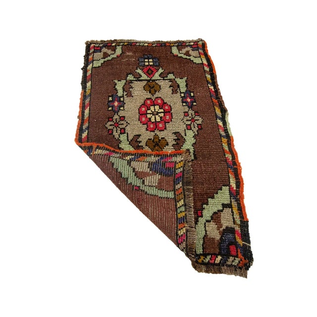 Mid-Century Modern Vintage Mini Turkish Rug For Sale - Image 3 of 4