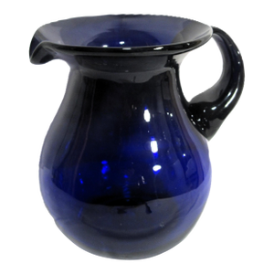 Vintage Cobalt Blue Blown Glass Water Pitcher