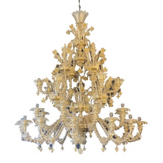 Contemporary Venetian "Ca Rezzionico" Gold Murano Glass Chandelier For Sale