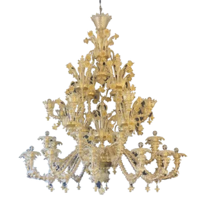 Contemporary Venetian "Ca Rezzionico" Gold Murano Glass Chandelier