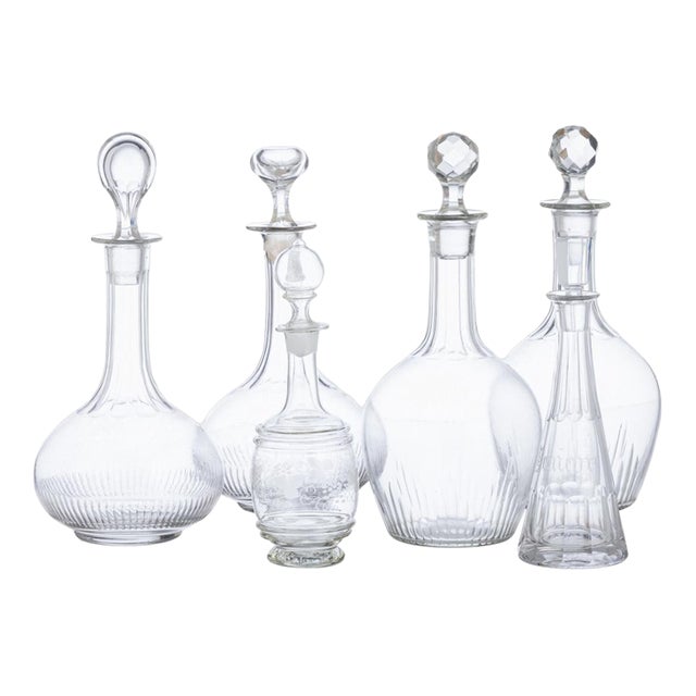Glass and Crystal Bottles, 20th Century, Set of 6 For Sale