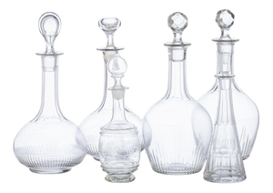 Glass and Crystal Bottles, 20th Century, Set of 6
