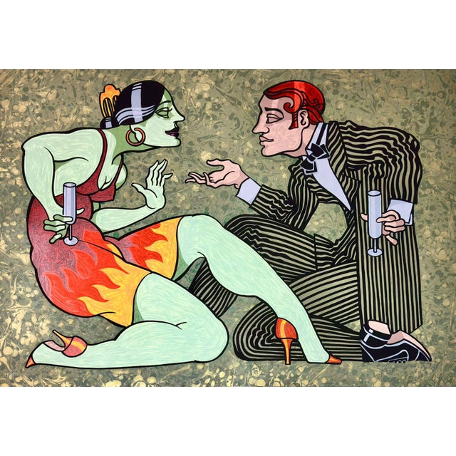 Juarez Machado Signed Limited Edition Serigraph – Champagne Dialogue For Sale