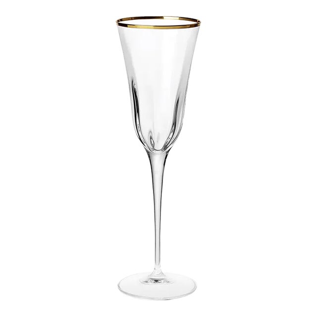 VIETRI Optical Gold Champagne Glass For Sale