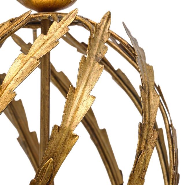 Pair of French Chandeliers, Art Deco Period, Ormolu, Gold Leaf, 1930 For Sale In Austin - Image 6 of 9