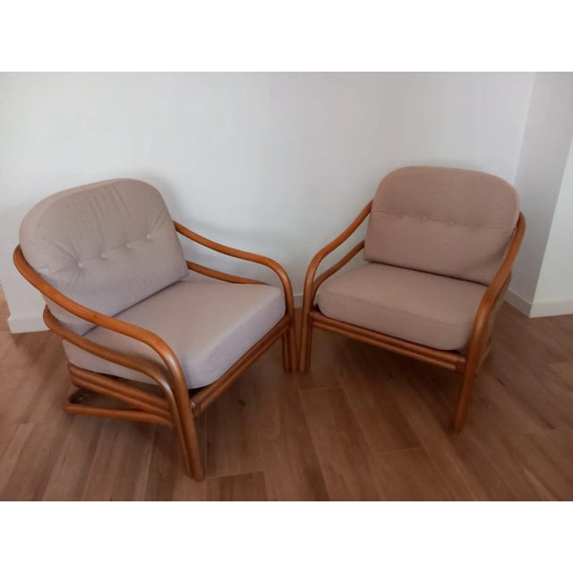 This is a wonderful pair of lounge rattan armchairs. They are solidly made, durable and look nice. The frame is made of...