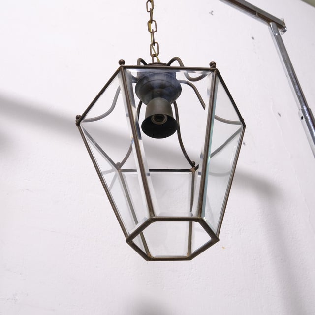 Hexagonal Glass Pendant Lamps, 1950s, Set of 2 For Sale - Image 11 of 16