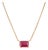Minimalist 18k Yellow Gold Emerald Cut Ruby Solitaire Pendant Necklace 18 Inches For Sale
