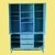Mid-Century Modern Vintage Ficks Reed Blue Breakfront For Sale - Image 3 of 5